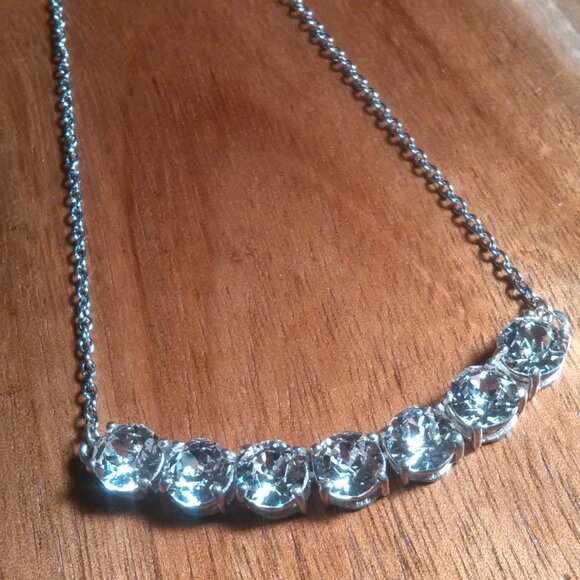 White Crystal Sterling Silver and Stainless Steel Necklace - Picture 2 of 13